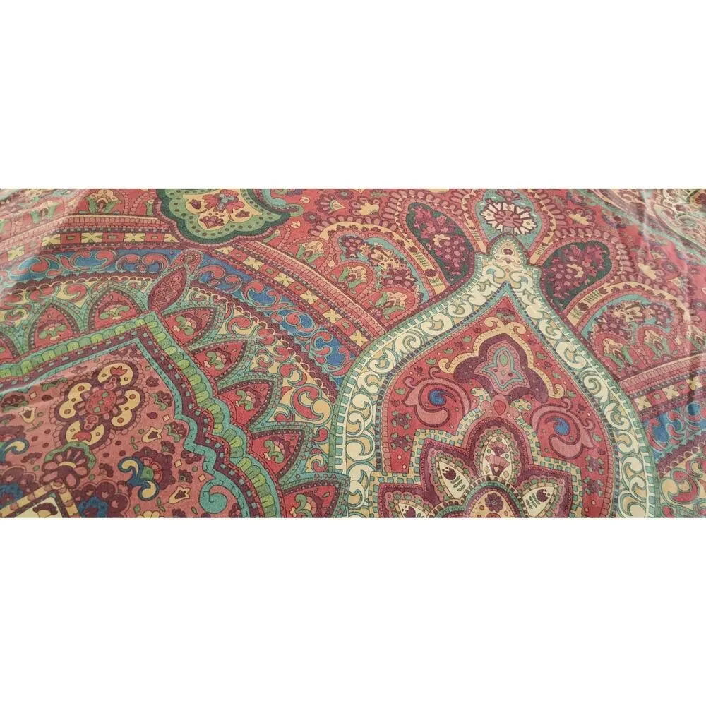 Pottery Barn Red Paisley Floral Cotton King Duvet Cover Pillow Shams
